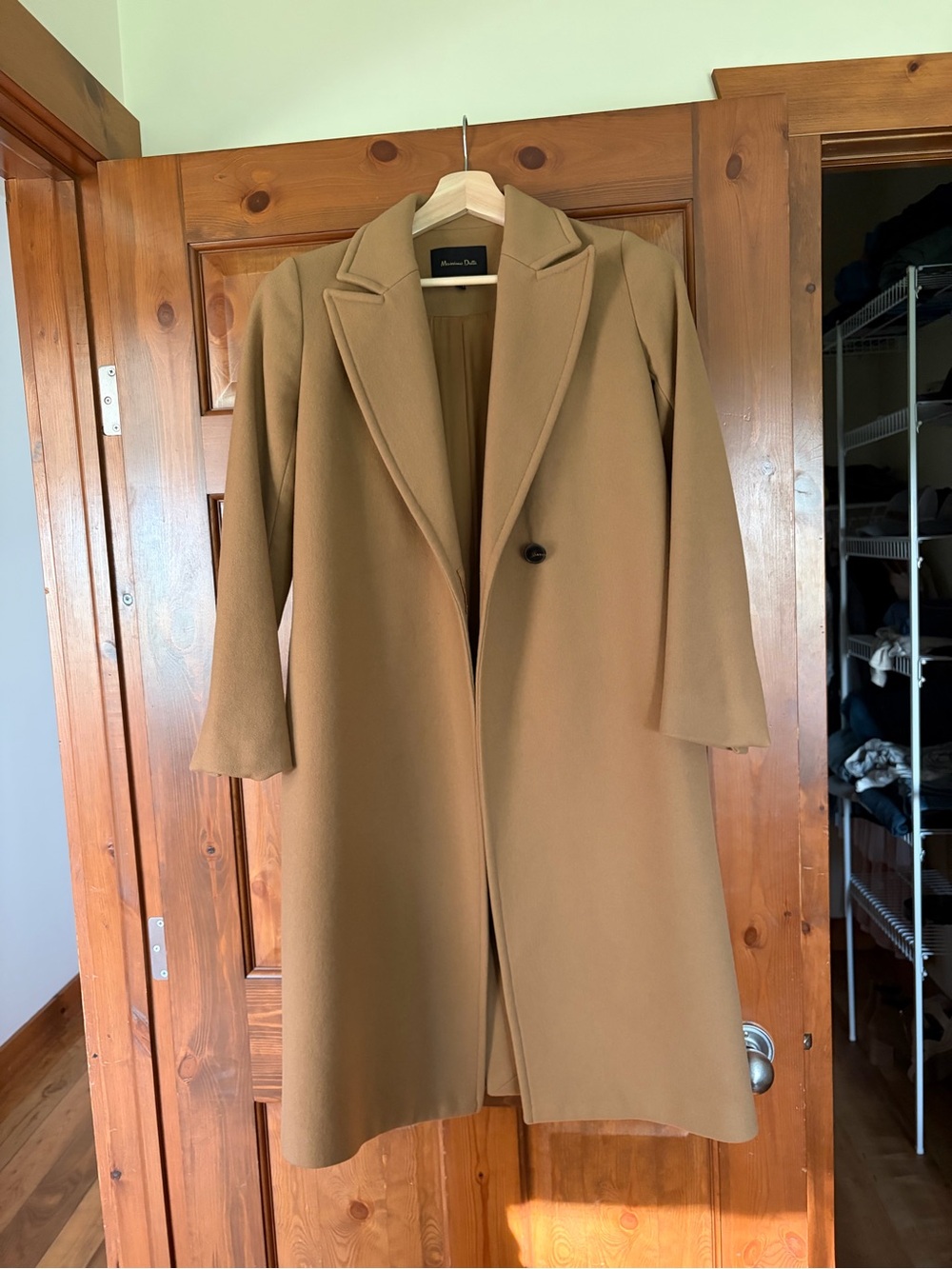 Massimo Dutti Camel Long Wool-Blend Coat